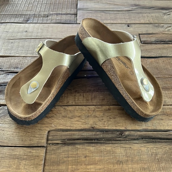 Papillio Gold Sandals with Cork Footbed - Picture 1 of 4
